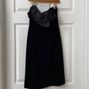 Stunning strapless black velvet dress satin detail